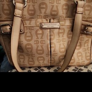 Etienne Aigner Beige Monogram Tote Bag